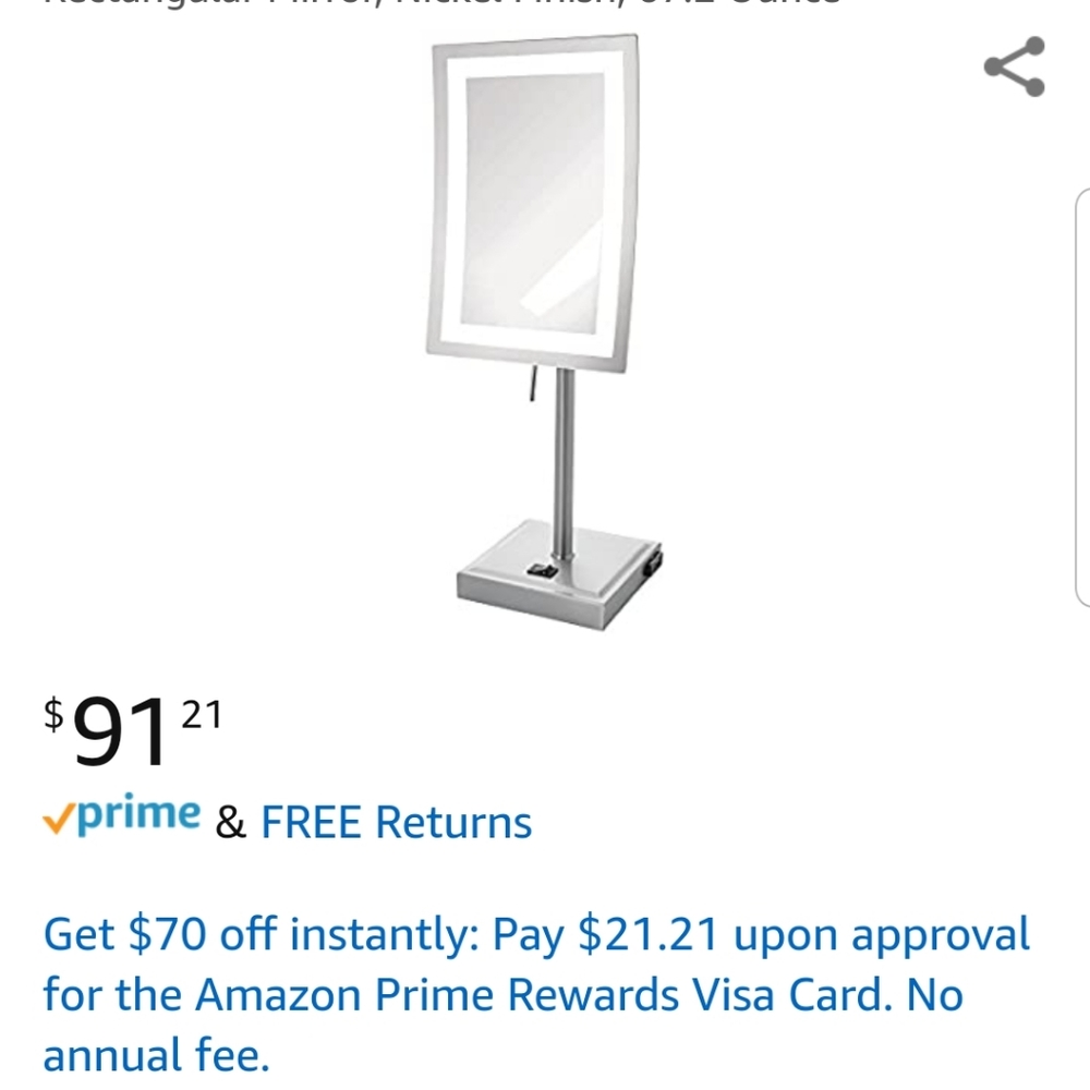 Jerdon lighted makeup mirror
